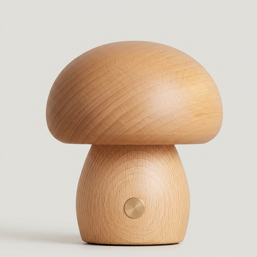 Timber Mushie small mushroom lamp crafted from solid timber with rounded dome shade