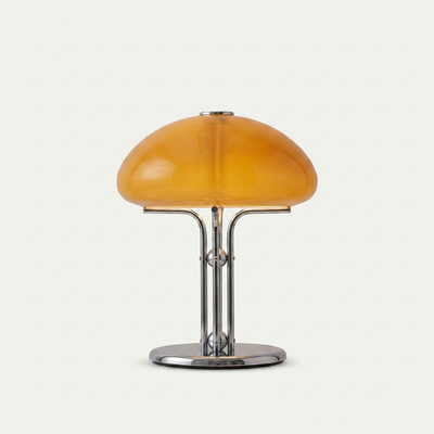 Halo disc lamp with slim brushed metal disc body and hidden underglow LED ring