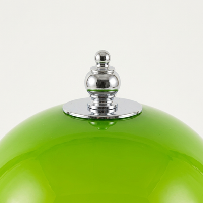 Lunara 1970s Space Age mushroom table lamp in glossy green with polished metal stem