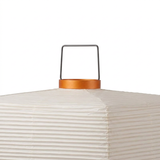 Hara rice paper floor lamp top handle accent detail close-up