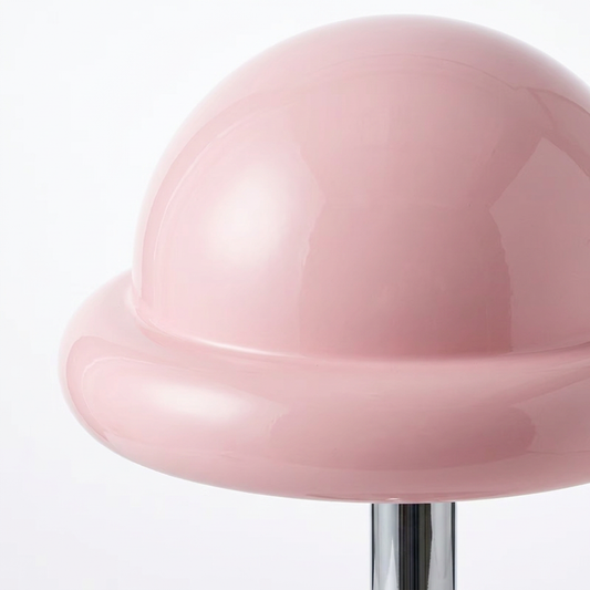 Bubblegum Lamp viewed from above showing the curved glass dome shade