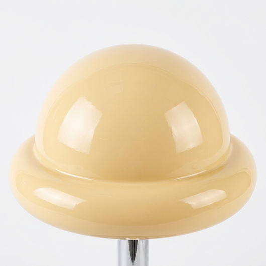 Bubblegum Lamp viewed from above showing the curved glass dome shade