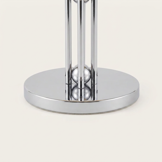 Halo disc lamp with slim brushed metal disc body and hidden underglow LED ring