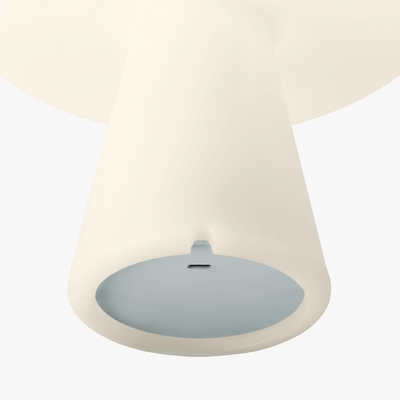 Tora cordless mushroom lamp with frosted casing diffusing the LED into a soft glow