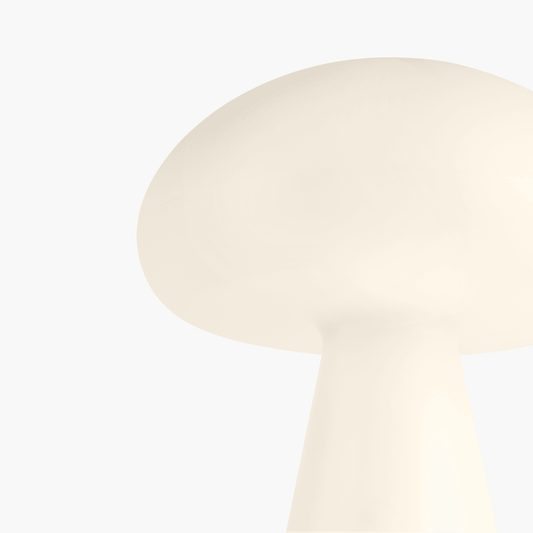 Tora cordless mushroom lamp with frosted casing diffusing the LED into a soft glow