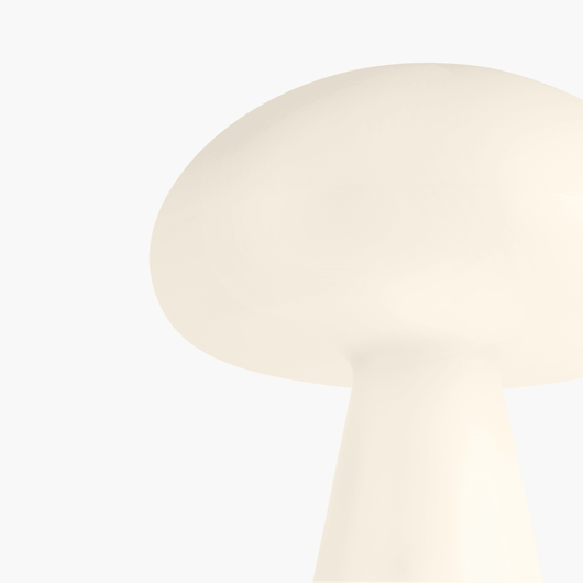 Tora cordless mushroom lamp with frosted casing diffusing the LED into a soft glow