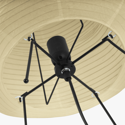 Aiko rice paper floor lamp tiered shade texture close-up showing the warm diffused glow