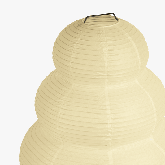 Aiko rice paper floor lamp viewed from above showing the layered washi paper tiers
