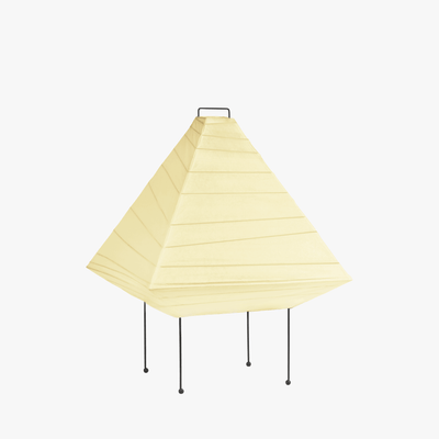 Suna paper pyramid lamp with natural washi paper faces over an internal metal frame