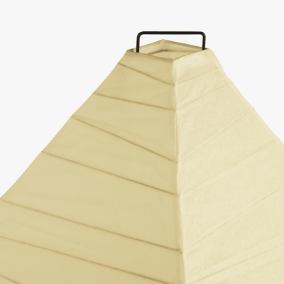 Suna paper pyramid lamp with natural washi paper faces over an internal metal frame