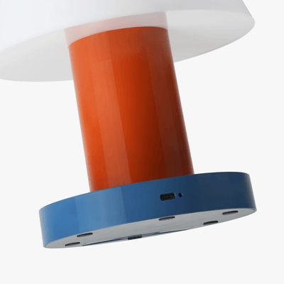 Linn cordless table lamp with compact silhouette, rechargeable battery base, and warm light tone