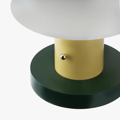 Linn cordless table lamp with compact silhouette, rechargeable battery base, and warm light tone