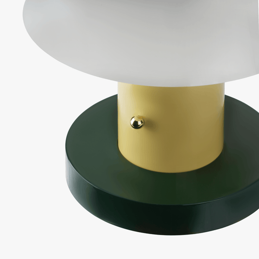 Linn cordless table lamp with compact silhouette, rechargeable battery base, and warm light tone