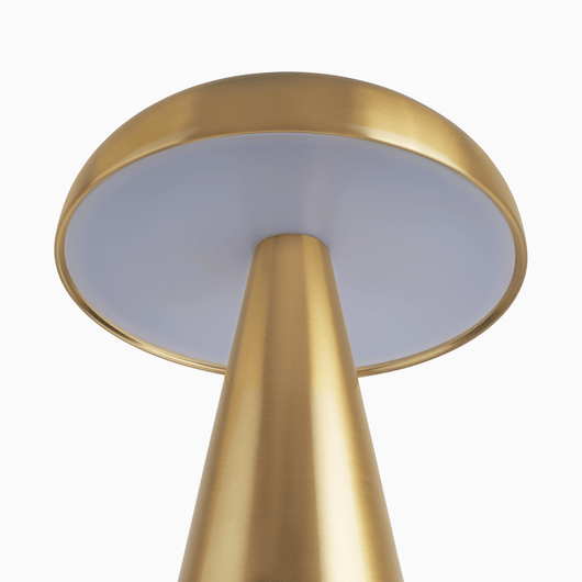 Aurelia Brushed Gold lamp shade close-up showing the brushed metallic finish