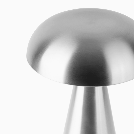 Aurelia Brushed Silver lamp viewed from above showing the brushed metal dome