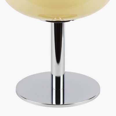 Selene glass table lamp with smooth glass globe shade on a weighted solid metal base