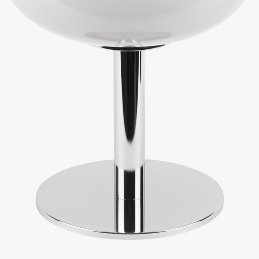 Selene glass table lamp with smooth glass globe shade on a weighted solid metal base