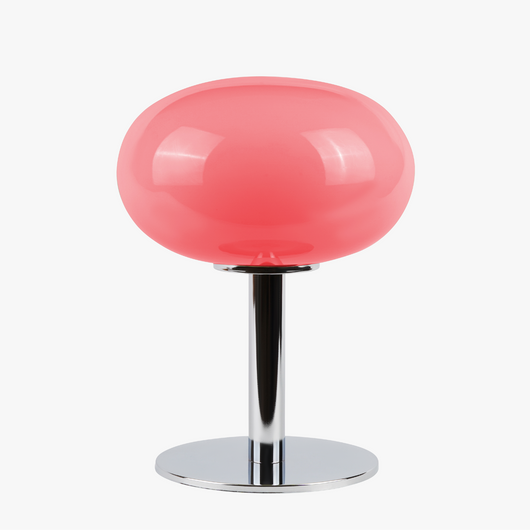 Selene glass table lamp with smooth glass globe shade on a weighted solid metal base