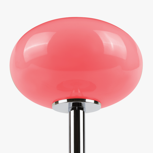 Selene glass table lamp with smooth glass globe shade on a weighted solid metal base