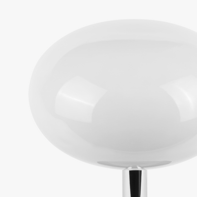 Selene glass table lamp with smooth glass globe shade on a weighted solid metal base