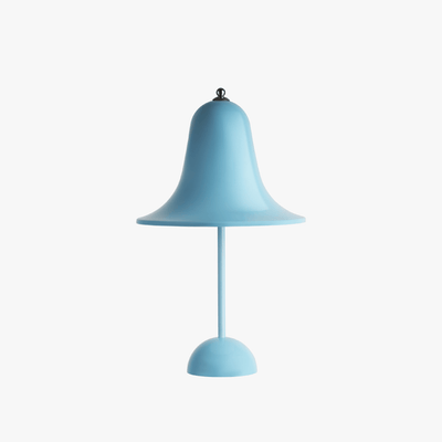 Mio cordless lamp with gentle bell silhouette, painted body, and rechargeable battery design