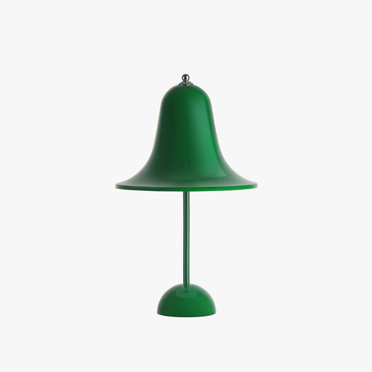 Mio cordless lamp with gentle bell silhouette, painted body, and rechargeable battery design