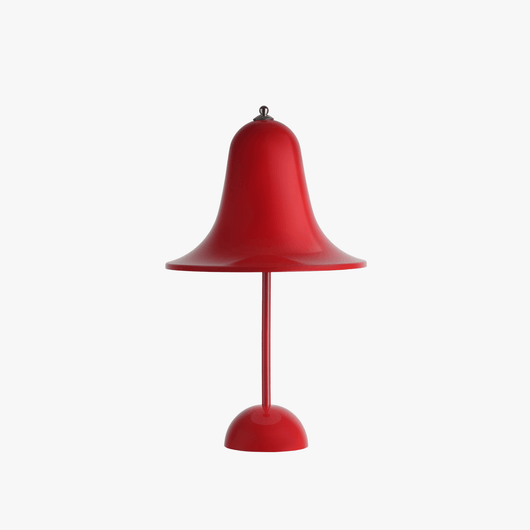 Mio cordless lamp with gentle bell silhouette, painted body, and rechargeable battery design
