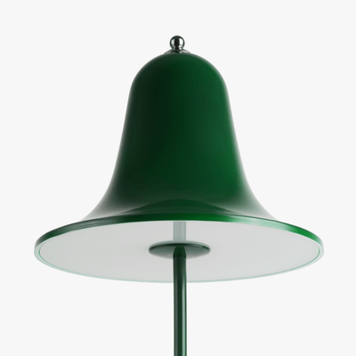 Mio cordless lamp with gentle bell silhouette, painted body, and rechargeable battery design