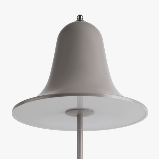 Mio cordless lamp with gentle bell silhouette, painted body, and rechargeable battery design