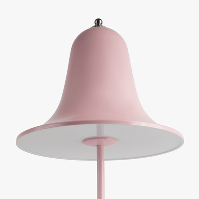 Mio cordless lamp with gentle bell silhouette, painted body, and rechargeable battery design