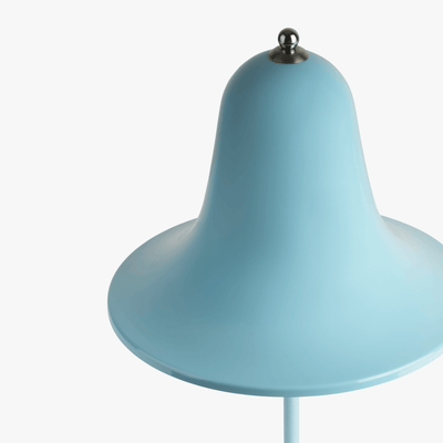 Mio cordless lamp with gentle bell silhouette, painted body, and rechargeable battery design