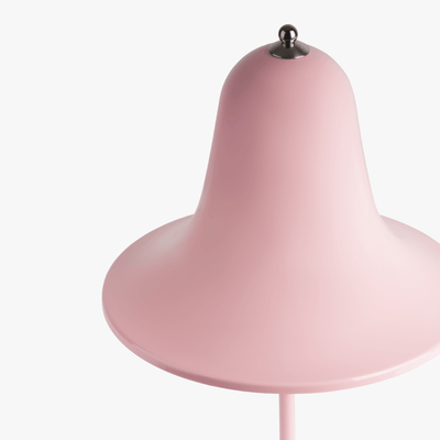 Mio cordless lamp with gentle bell silhouette, painted body, and rechargeable battery design