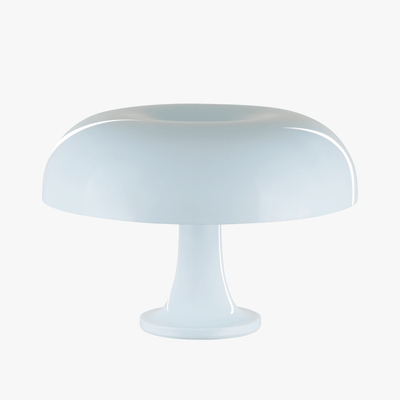 Noma mushroom table lamp in Brilliant White with rounded dome shade on low weighted base