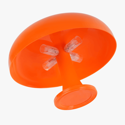 Noma Orange mushroom lamp shade close-up showing the dome silhouette and warm glow