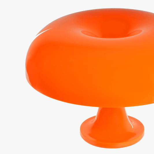 Noma Orange mushroom lamp viewed from above showing the rounded dome shade