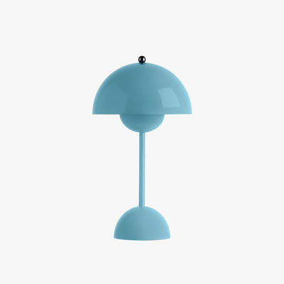 Milo cordless mushroom lamp in Stone Blue with rounded dome shade and low rechargeable base