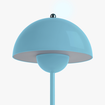 Milo Stone Blue mushroom lamp shade close-up showing the curved dome silhouette