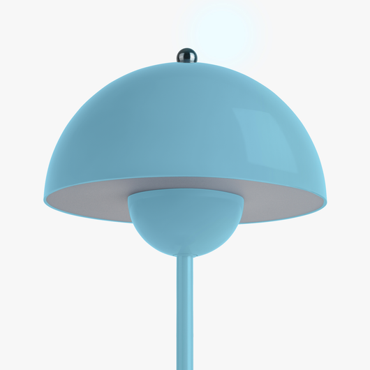 Milo Stone Blue mushroom lamp shade close-up showing the curved dome silhouette
