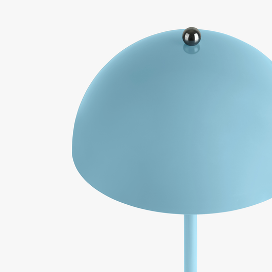 Milo Stone Blue mushroom lamp viewed from above showing the rounded dome shade