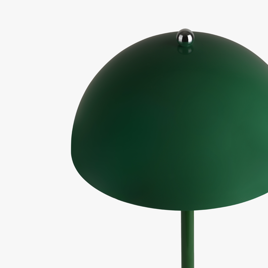 Milo Signal Green mushroom lamp viewed from above showing the rounded dome shade