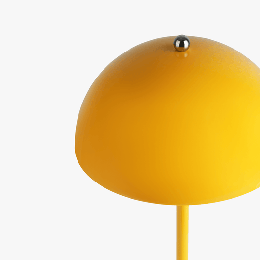 Milo Mustard Yellow mushroom lamp viewed from above showing the rounded dome shade