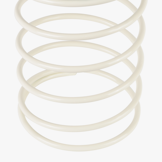 Lyra table lamp with frosted glass globe held by a coiled metal sculptural base