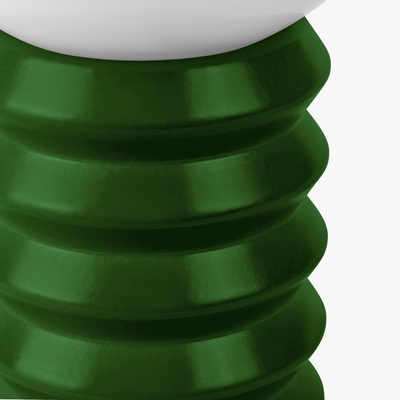 Maren glass globe table lamp with frosted shade on a sculpted wooden base