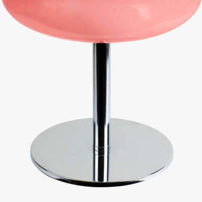 Verdon Bubblegum Pink macaron lamp slim chrome base detail with cylindrical stem