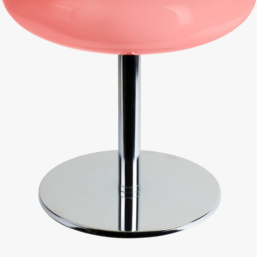 Verdon Bubblegum Pink macaron lamp slim chrome base detail with cylindrical stem