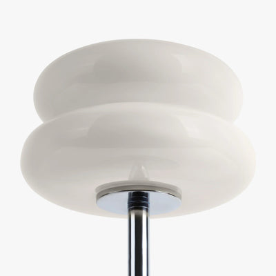 Verdon Opal White macaron lamp stained glass shade close-up showing the warm tinted glow