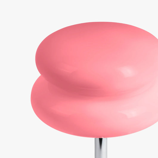 Verdon Bubblegum Pink macaron lamp viewed from above showing the stacked stained glass discs