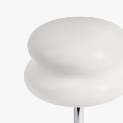 Verdon Opal White macaron lamp viewed from above showing the stacked stained glass discs