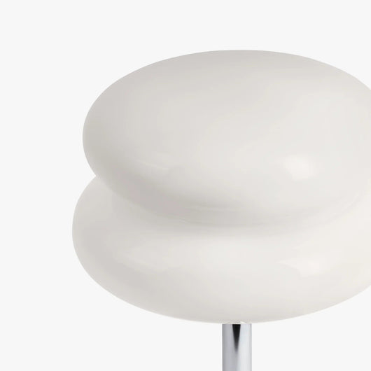 Verdon Opal White macaron lamp viewed from above showing the stacked stained glass discs