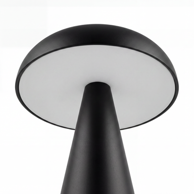 Aurelia cordless mushroom lamp with brushed metal finish and rounded dome silhouette